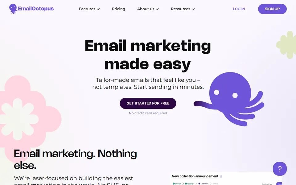 EmailOctopus homepage (screenshot)