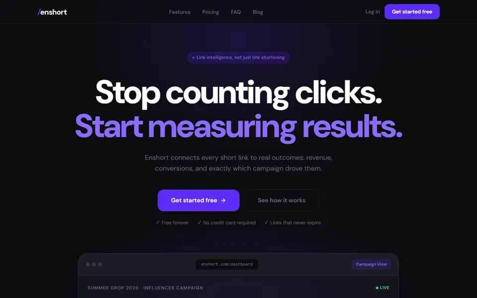 Enshort homepage (screenshot)