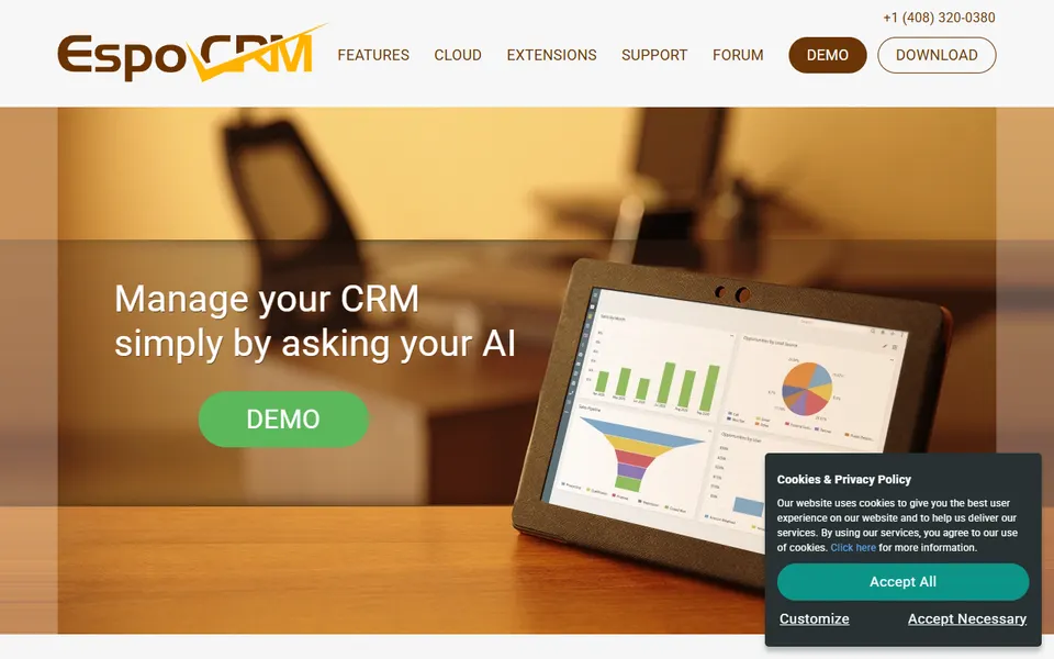 espocrm homepage (screenshot)