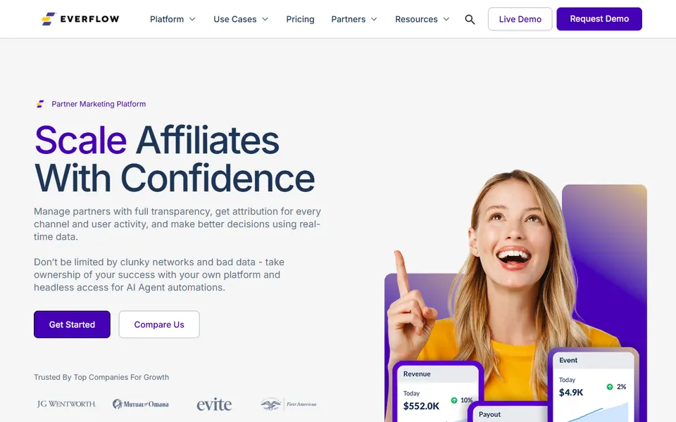 Everflow homepage (screenshot)