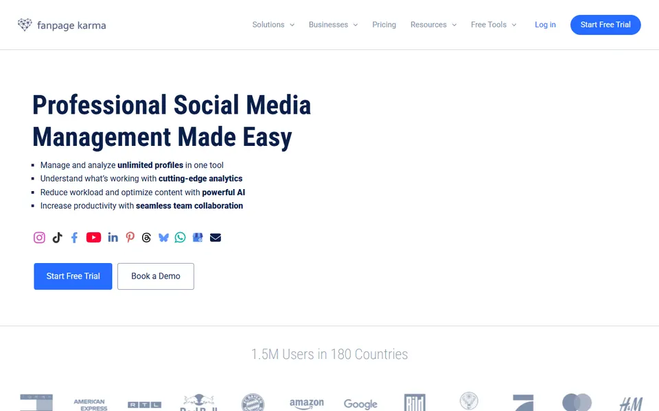 Fanpage Karma homepage (screenshot)