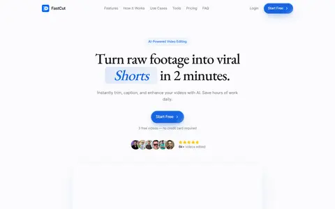 FastCut homepage (screenshot)