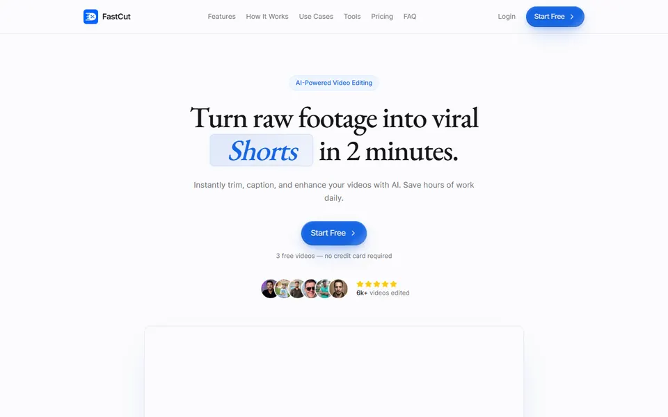 FastCut homepage (screenshot)