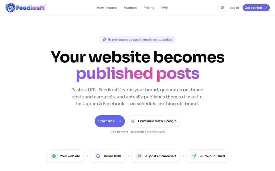 Feedkraft homepage (screenshot)