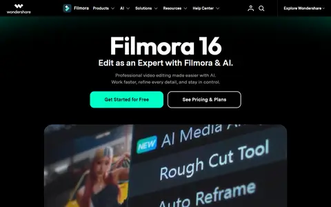 Filmora homepage (screenshot)
