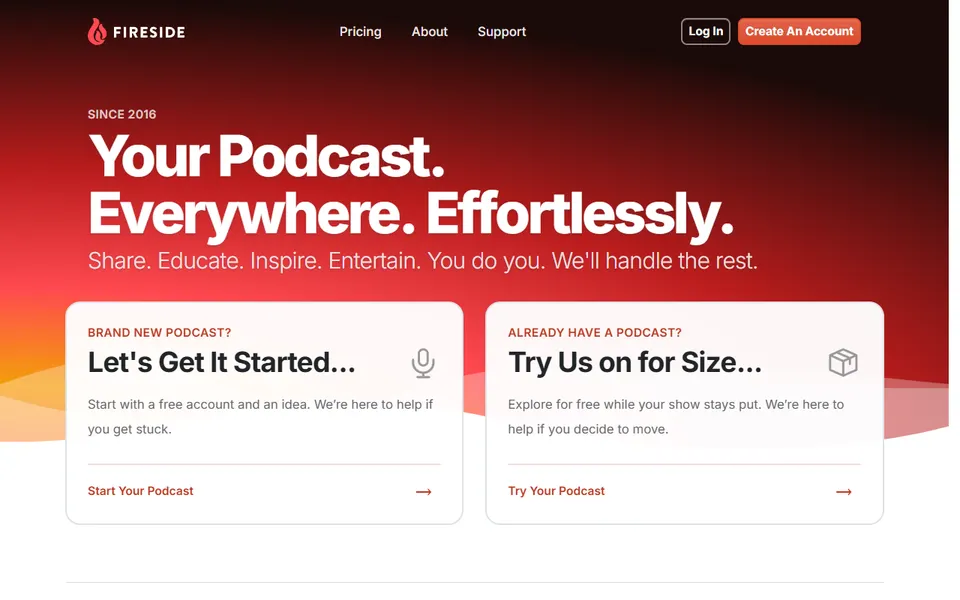 Fireside homepage (screenshot)