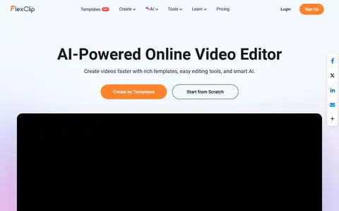 FlexClip homepage (screenshot)