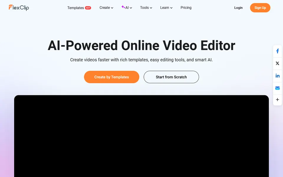 FlexClip homepage (screenshot)