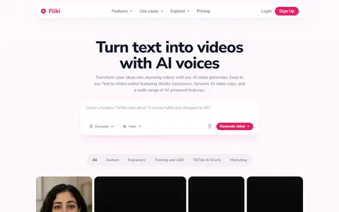 Fliki homepage (screenshot)
