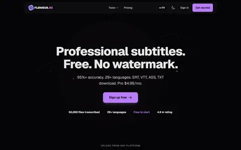 Flowsub homepage (screenshot)