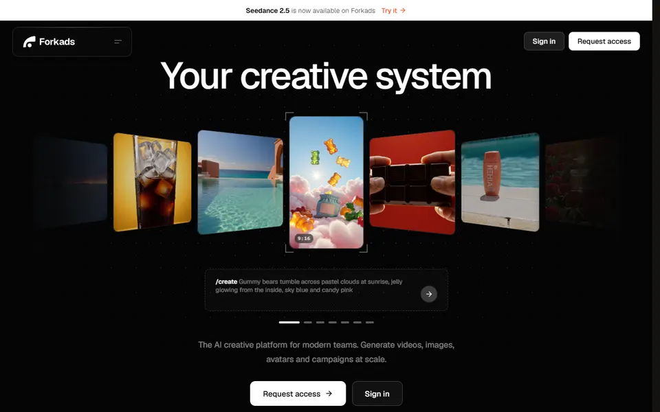 ForkAds homepage (screenshot)
