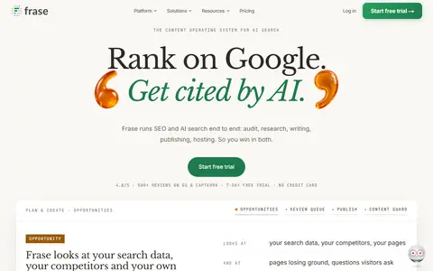Frase homepage (screenshot)