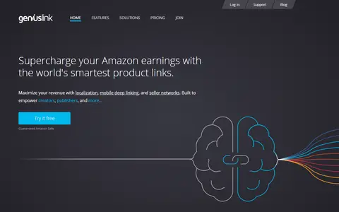 Geniuslink homepage (screenshot)