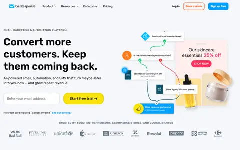 GetResponse homepage (screenshot)