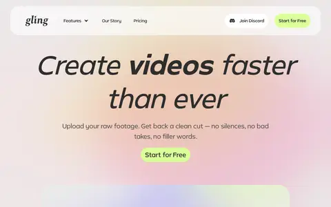 Gling homepage (screenshot)