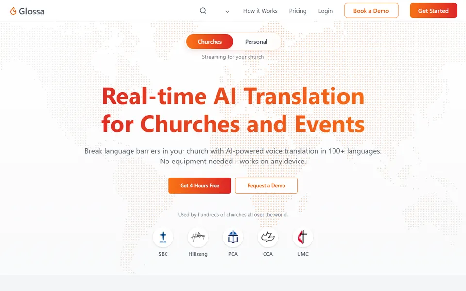 Glossa.live homepage (screenshot)