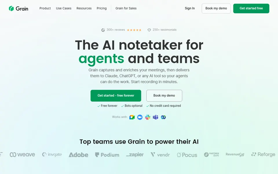 Grain homepage (screenshot)