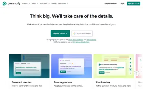 Grammarly homepage (screenshot)