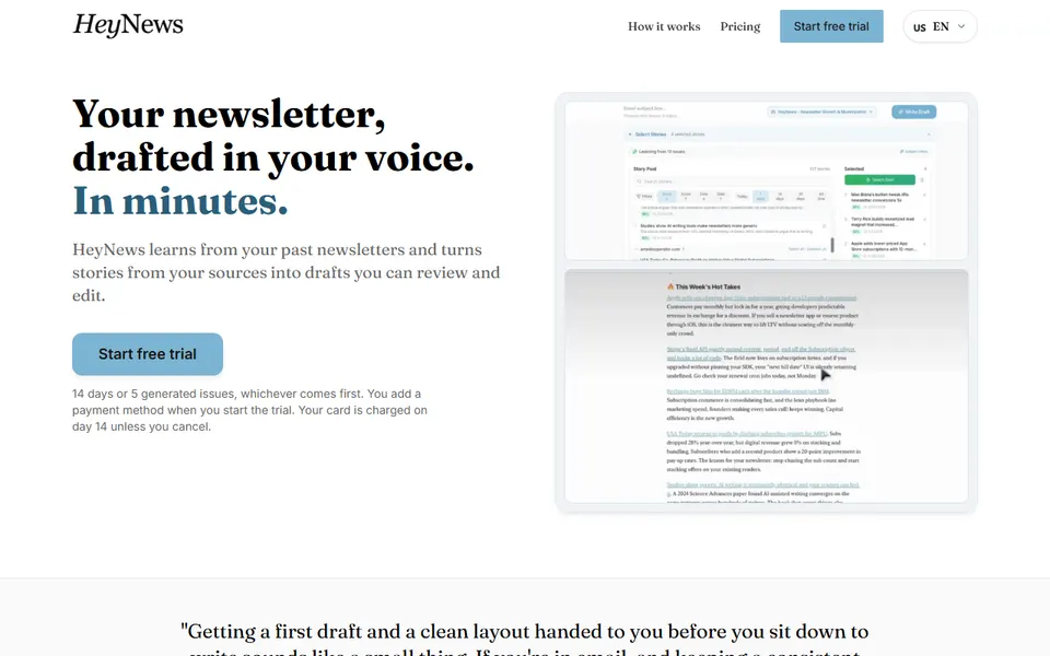 HeyNews homepage (screenshot)