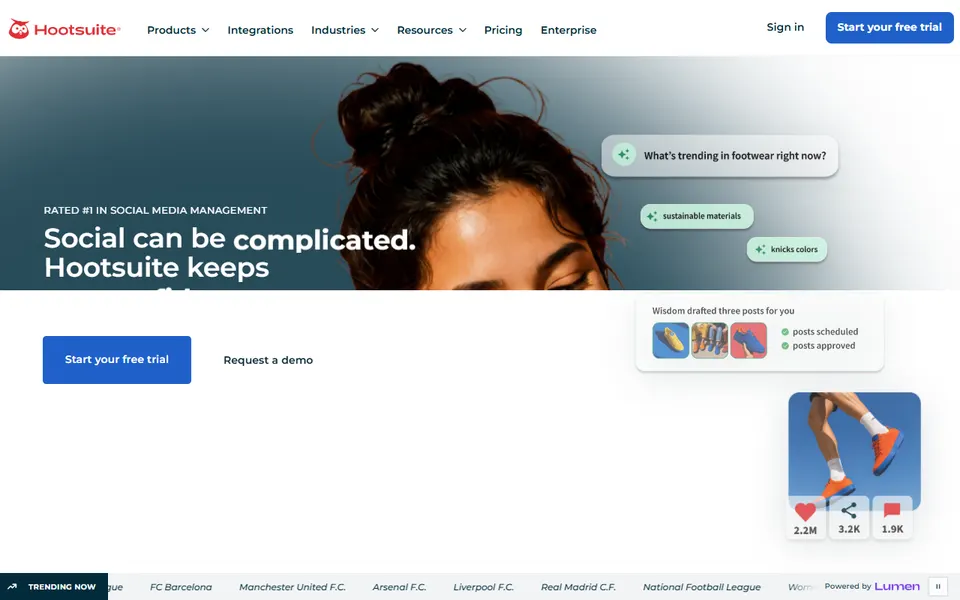Hootsuite homepage (screenshot)