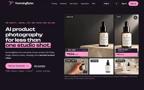 HummingBytes homepage (screenshot)