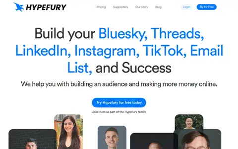 Hypefury homepage (screenshot)