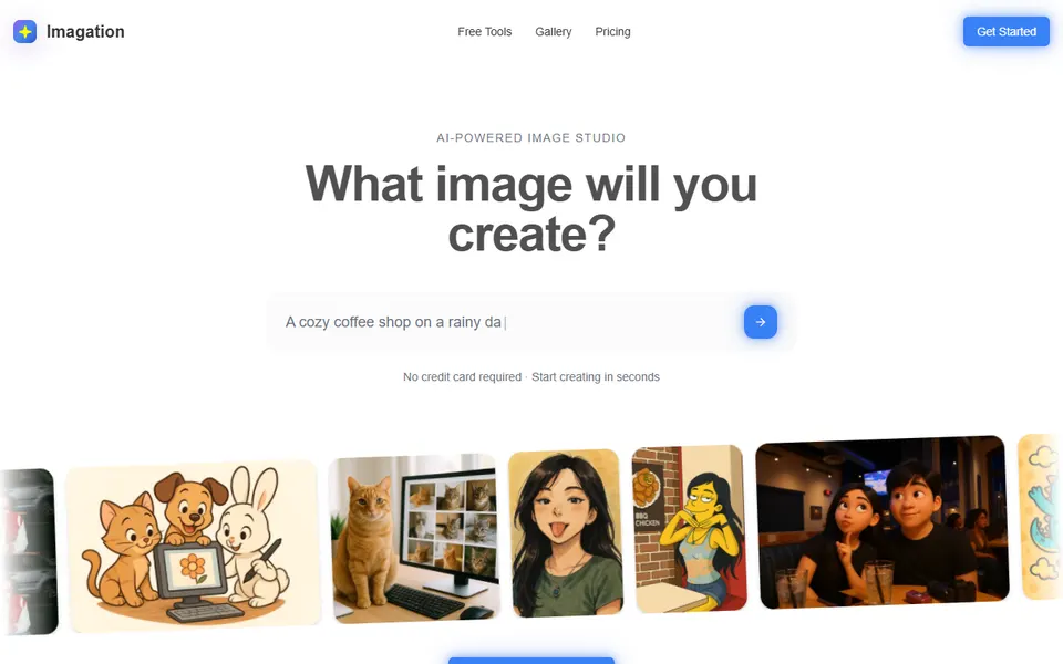 Imagation homepage (screenshot)