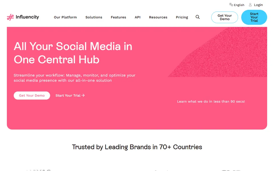 Influencity homepage (screenshot)