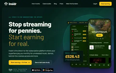 Insidr homepage (screenshot)
