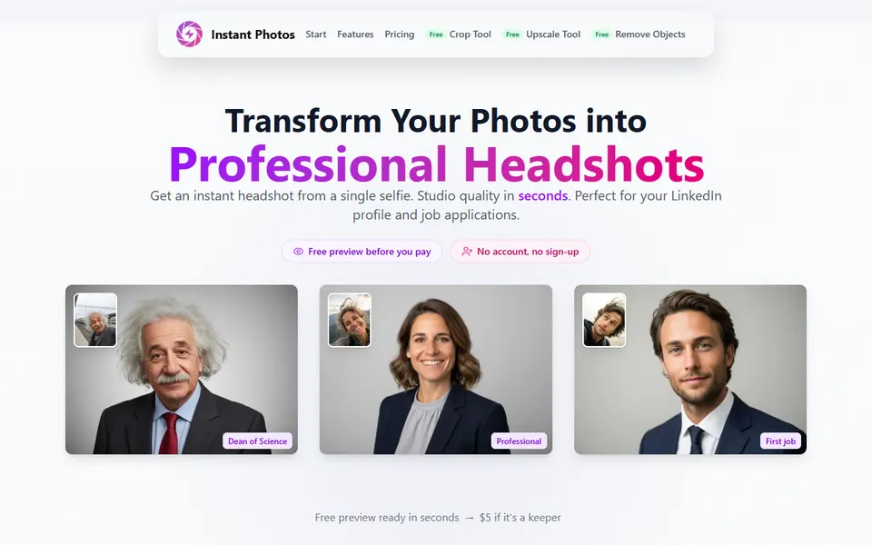 Instant Photos homepage (screenshot)