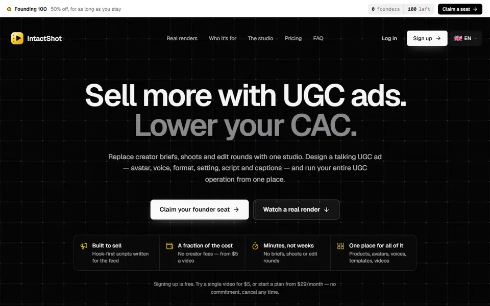 IntactShot homepage (screenshot)