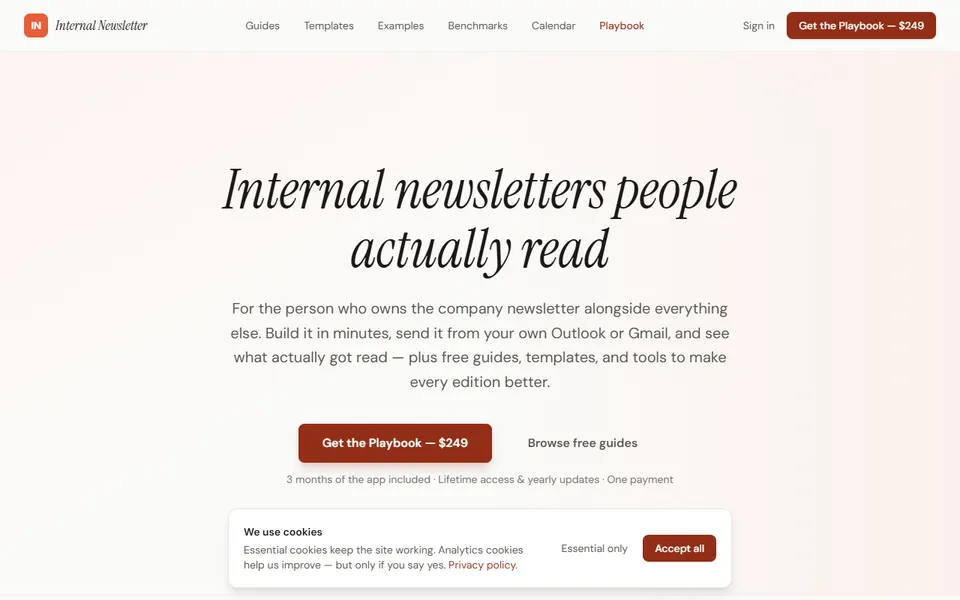 InternalNewsletter homepage (screenshot)