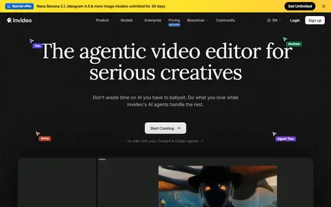 InVideo homepage (screenshot)