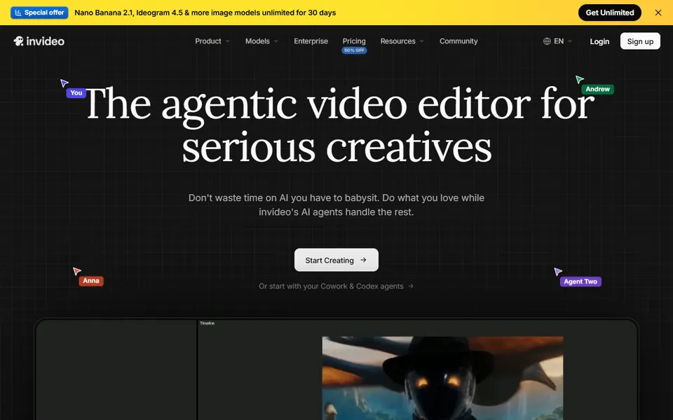 InVideo homepage (screenshot)