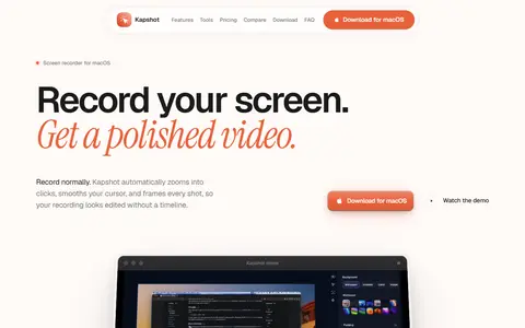 Kapshot homepage (screenshot)