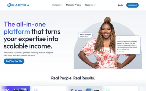 Kartra homepage (screenshot)