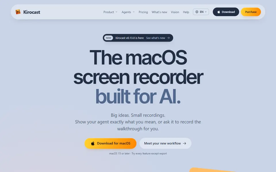 Kirocast homepage (screenshot)