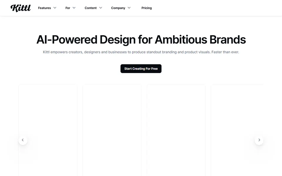Kittl homepage (screenshot)