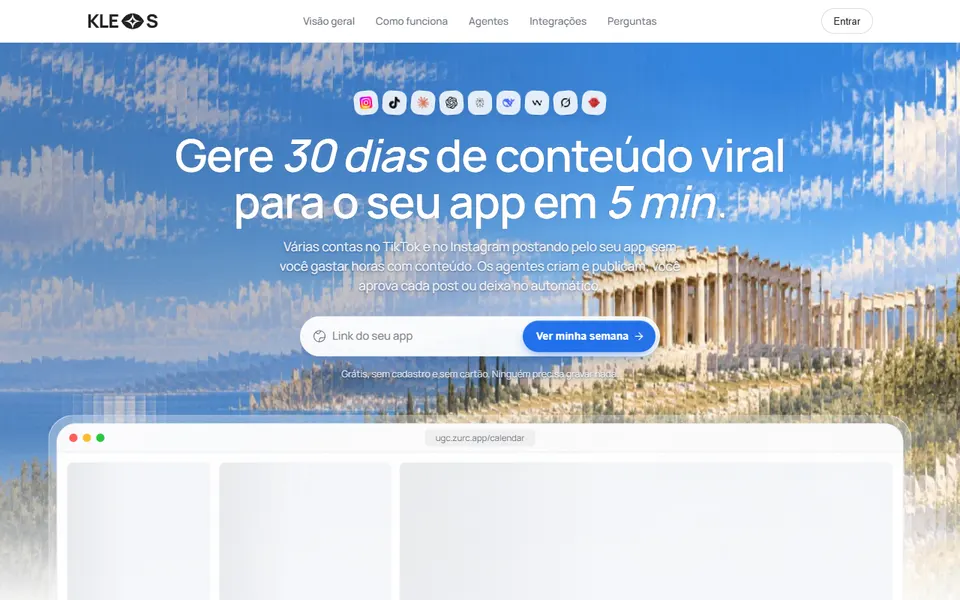 Kleos homepage (screenshot)