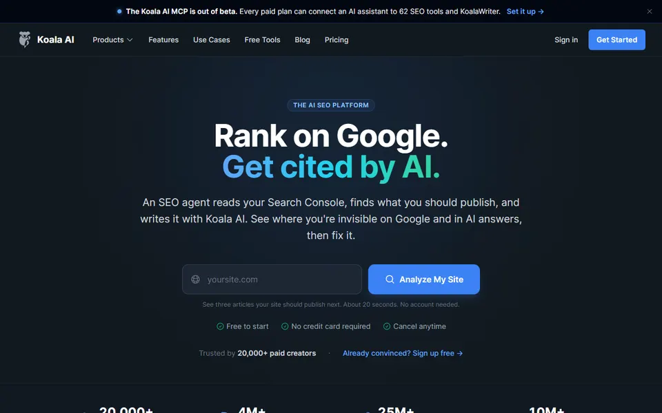 Koala homepage (screenshot)