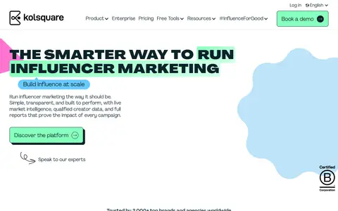 Kolsquare homepage (screenshot)