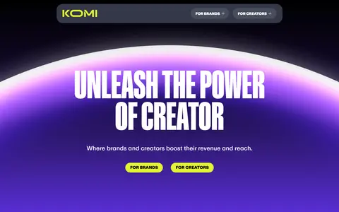Komi homepage (screenshot)