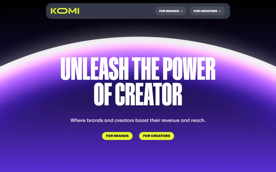 Komi homepage (screenshot)