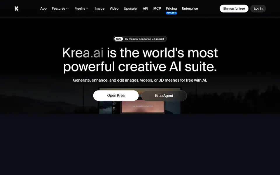 Krea homepage (screenshot)