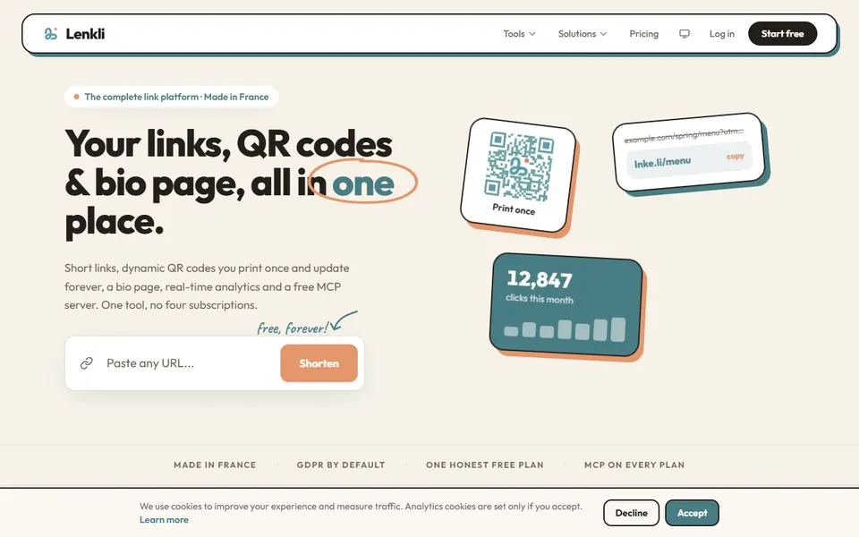 Lenkli homepage (screenshot)