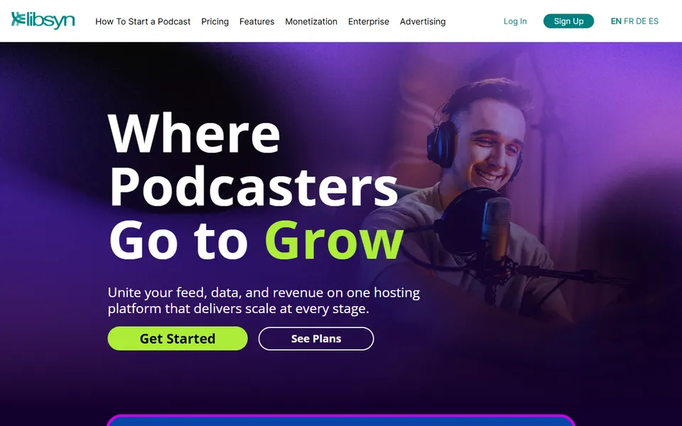 Libsyn homepage (screenshot)
