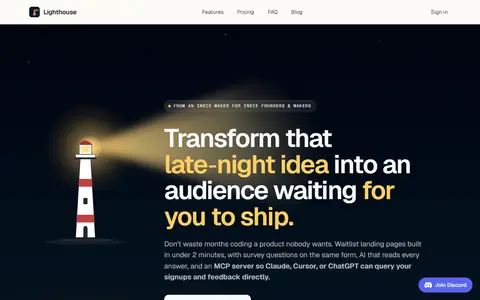 Lighthouse homepage (screenshot)