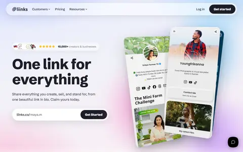 Liinks homepage (screenshot)