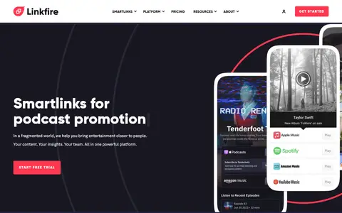 Linkfire homepage (screenshot)