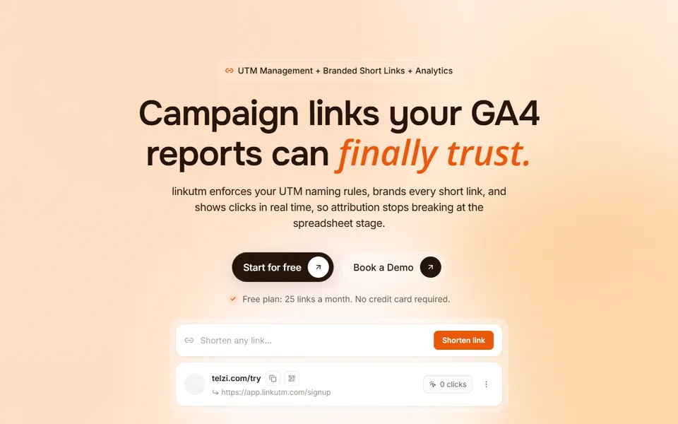 linkutm homepage (screenshot)
